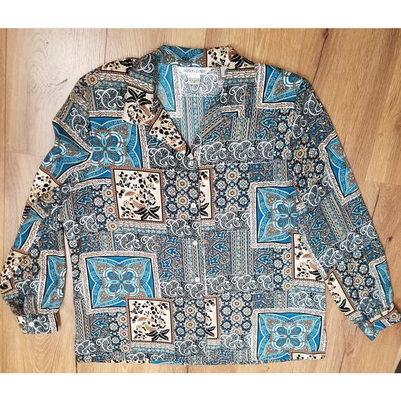 VTG -Allison Daley Women's Career Casual Button Up Blouse long Sleeves Size 16 - Picture 4 of 11